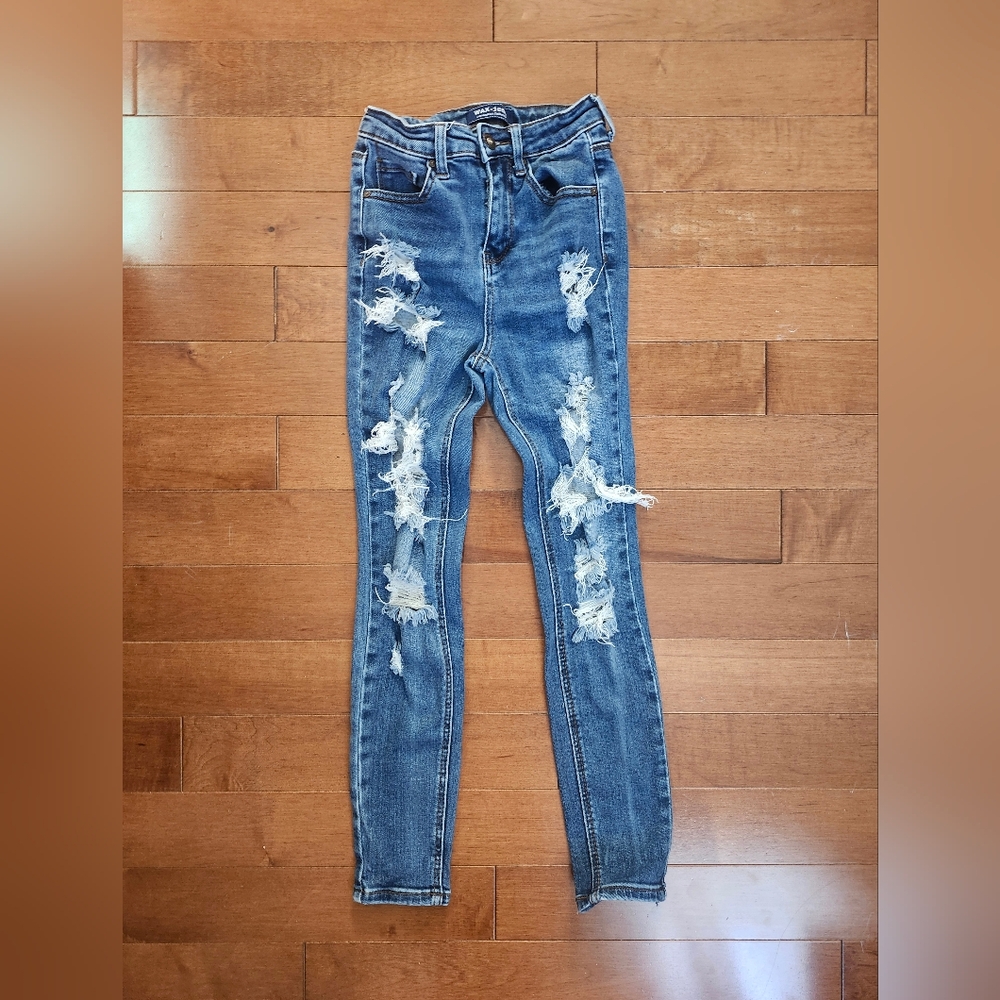 Wax Jean Blue Skinny Distressed Jeans